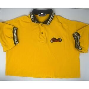 Jerzees Polo Racer Vibes Shirt with motorcycle looks like R Diner is embroidered